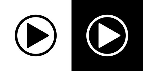 Wall Mural - Play icon. Media player vector Illustration symbol. Black music button.