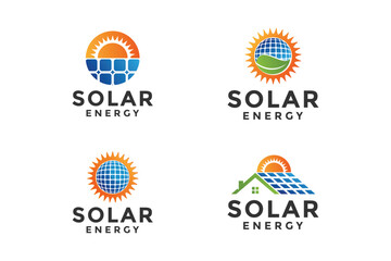 Canvas Print - efficient solar panel logo design vector template