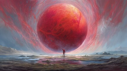 Wall Mural - landscape with space sphere