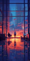 Wall Mural - silhouette of a person at office