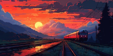 Canvas Print - railway in the mountains