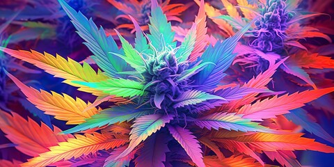 Canvas Print - abstract fractal flower marijuana