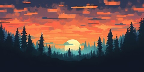 Canvas Print - artistic wallpaper colorful forest 