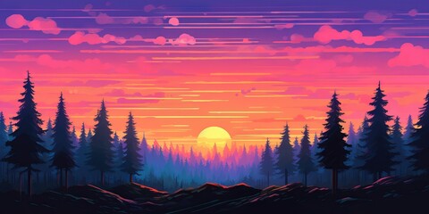 Canvas Print - artistic wallpaper colorful forest 