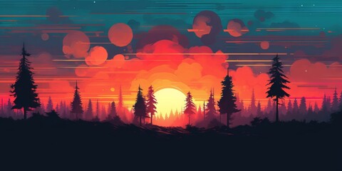 Canvas Print - artistic wallpaper colorful forest 
