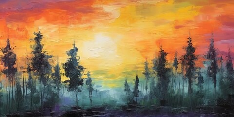 Canvas Print - sunset in the forest