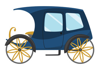 Wall Mural - Carriage cartoon. Vintage transport with old wheels. Antique transportation of royal coach, chariot or wagon for traveling. Cab - wedding carriage. Retro cart icon design