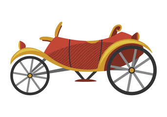 Canvas Print - Carriage cartoon. Vintage transport with old wheels. Antique transportation of royal coach, chariot or wagon for traveling. Cab - wedding carriage. Retro cart icon design