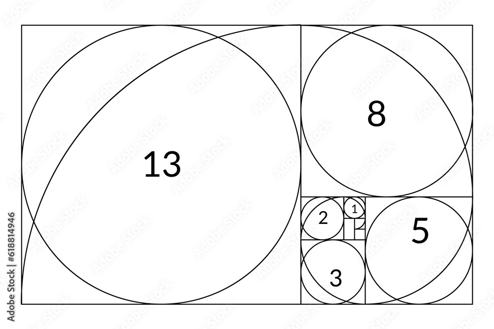 Golden ratio geometric concept set. Divine proportion collection ...