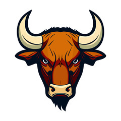 Wall Mural - Bull head logo design. Abstract drawing bull face. Cute bull face with horns.