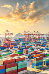 Aufkleber - Busy container ports and beautiful nature in China