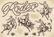 Rodeo arena set stickers monochrome