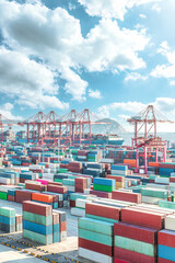 Aufkleber - Busy container ports and beautiful nature in China
