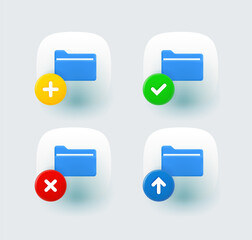 Leinwandbilder - File folder icon set with different pictograms. 3d vector icons set