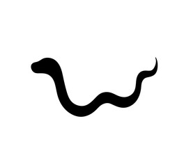 Wall Mural - Vector isolated one single cute cartoon crawling worm or snail side view colorless black and white outline silhouette shadow shape