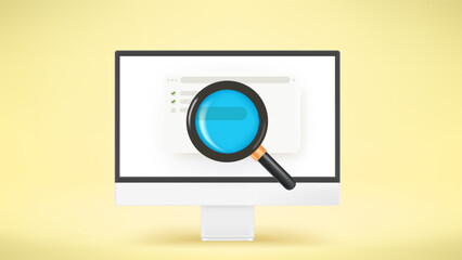 Poster - Modern computer with operating system user interface. Cloud technology concept. 3d vector mockup