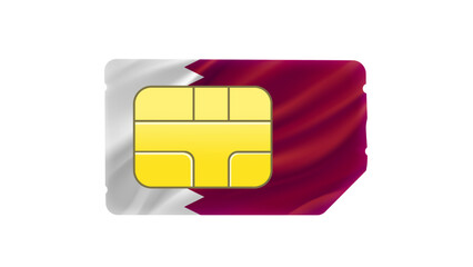 Poster - Mobile operator SIM card with Qatar flag. 3d vector illustration