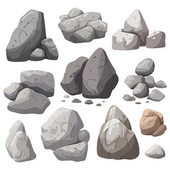 Image of stones or rubble pile. Isolated gray rough granite.