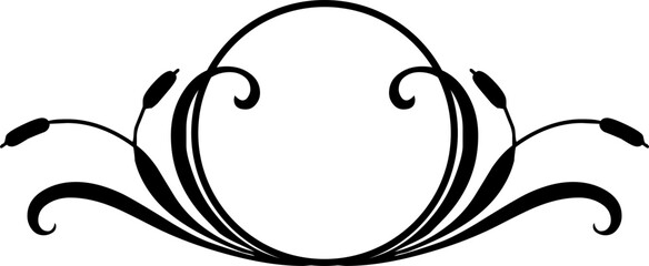 Poster - decorative round frame with floral element 
