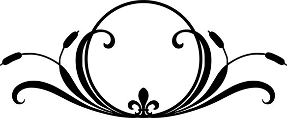 Poster - decorative round frame with floral element 
