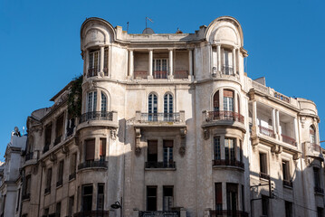 Old derelict Art Deco houses in the Ville Nouvelle of Casablanca