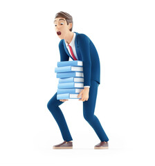 Wall Mural - 3d cartoon businessman overworked