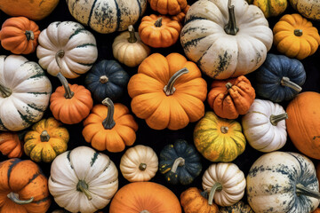 colorful pumpkin decoration for autumn - generative ai