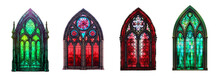 Resurrecting The Gothic Grandeur Of Stained Glass Window, Medieval Arches, And Mosaic Frames In Catholic Cathedral Architecture Set. Generative AI