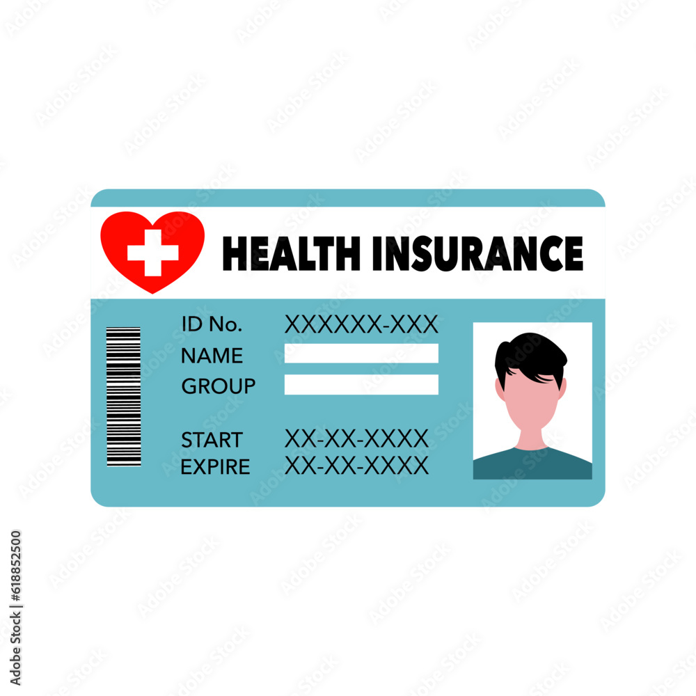 Health insurance card template vector.