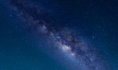 Wall Mural - blue night panorama, milky way sky and stars on a dark background,starry universe, nebula and galaxi