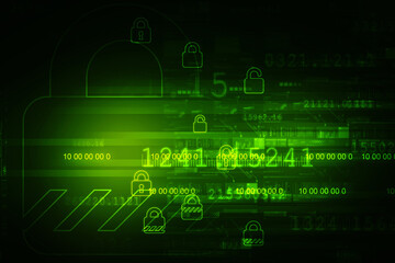 2d illustration Safety concept: Closed Padlock on digital background