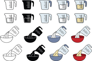 Wall Mural - Measuring Cup and Baking Clipart - Outline, Silhouette & Color