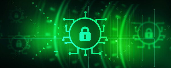 2d illustration Safety concept: Closed Padlock on digital background
