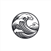 Japan Logo Design For Japanese Concept Vector Illustration. Wave Logo