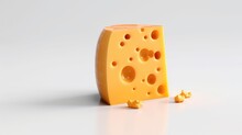Piece Of Cheese On A White Background. AI Generated.