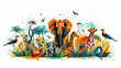 african animals jungle Abstract Art vector illustration