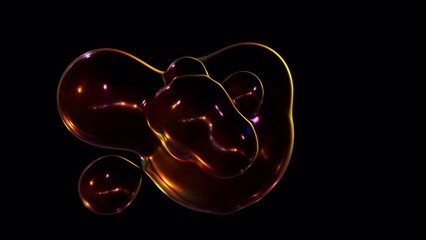 Aufkleber - Liquid blobs transform with a metaball animation. 3D Abstract multicolor Metaballs on a background of black. 4-K Ultra HD. a fluid looped 3D animation.