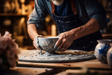 A Close-up Shot Of An Artisan Handcrafting A Ceramic Masterpiece, Showcasing Craftsmanship, Attention To Detail, And Artistic Expression, Suitable For Artisanal Products, Handmade Creations, And Craft