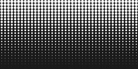 Poster - Halftone dotted gradient. Abstract black and white geometric horizontal background