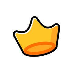 Isolated flat 3d crown icon for game, interface, sticker, app. The sign in a cartoon style for match 3, arcade, rpg. The sprite for craft element in hyper casual mobile game