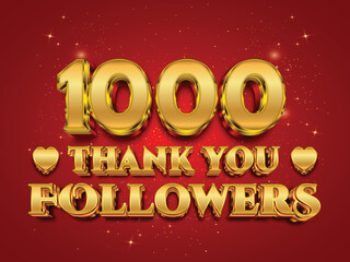 Thank you 1k followers, social media followers celebration vector
