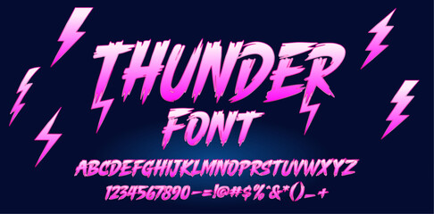 Thunder sign set. Flash icons. Vector. thunder lightning flash bold font typography editable text effect font style template background