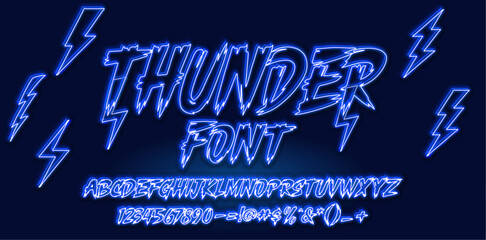 blue 3d glow thunder lightning text effect
