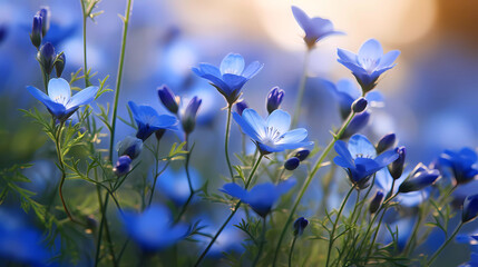 Wall Mural - Bright wildflowers with a beautiful blurred background.