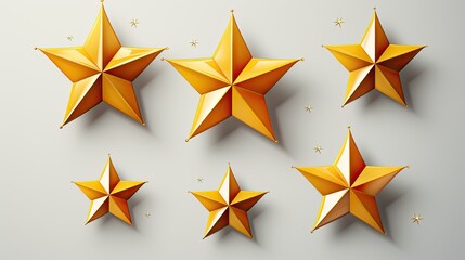 Poster - Set of yellow stars different shapes. Five stars glossy golden star award