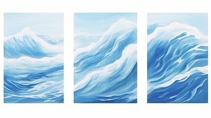 Wall Mural - Aerial view of ocean waves reaching the coastline blue sky with clouds