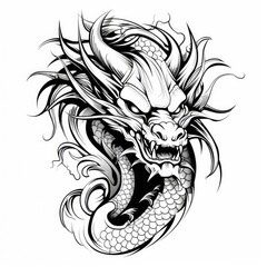 Canvas Print - dragon tattoo isolated on white