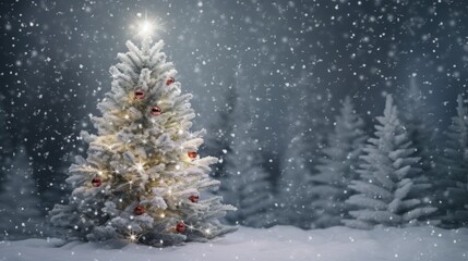 Wall Mural - christmas tree in snow