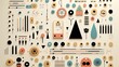 © Stream Skins - Set of  100 geometric shapes. Memphis design retro elements