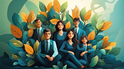 Wall Mural - family in lotus position